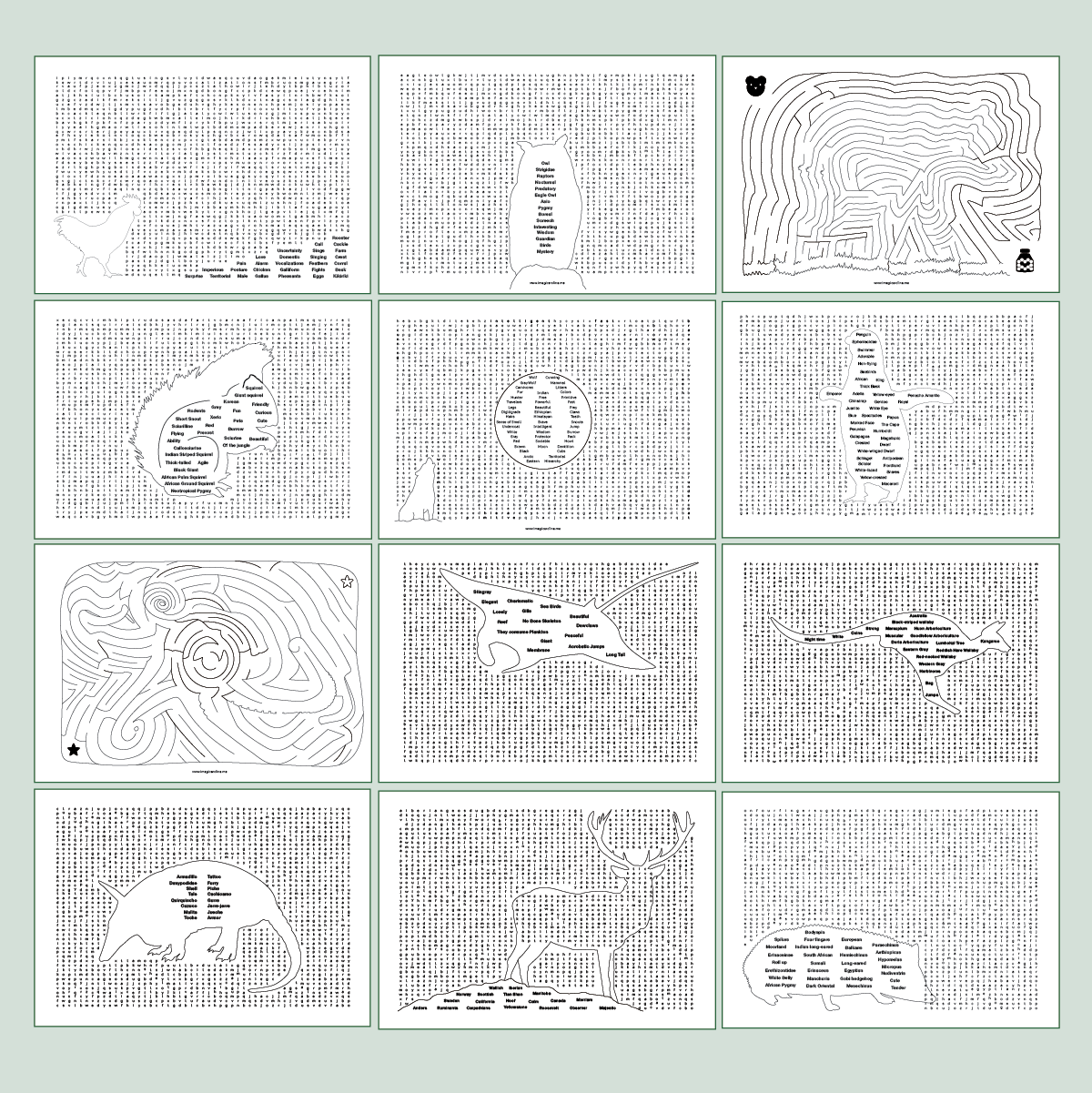 Word Search: Animals – 50 Printable Pages + Answer Key - Image 4