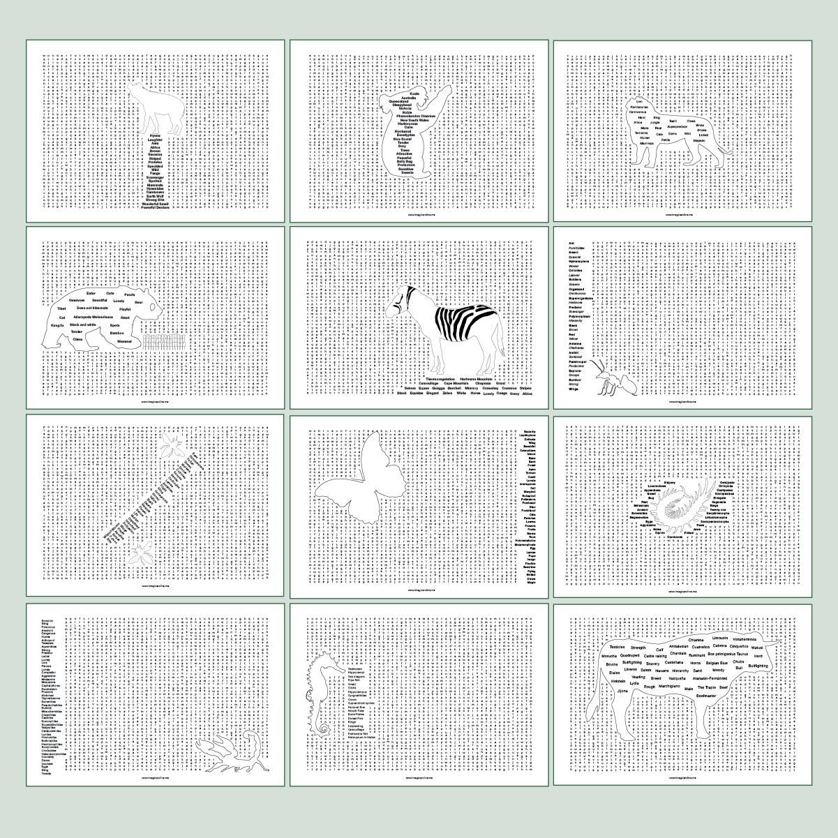 Word Search: Animals – 50 Printable Pages + Answer Key - Image 5