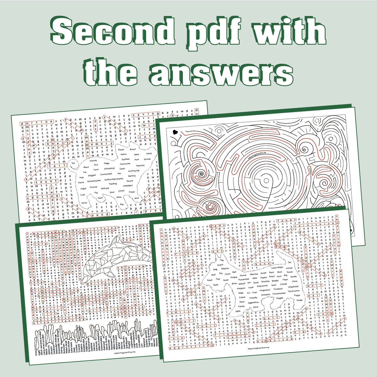 Word Search: Animals – 50 Printable Pages + Answer Key - Image 7